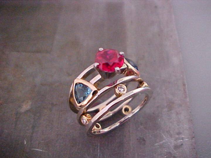 custom ring with rubies and sapphires