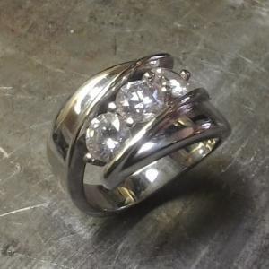 large 3 custom diamond ring