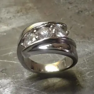 large 3 diamond custom ring side view