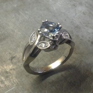 leaf sapphire engagement ring