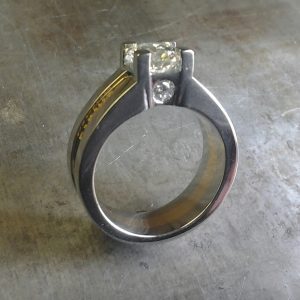 custom designed engagement ring with princess cut diamond
