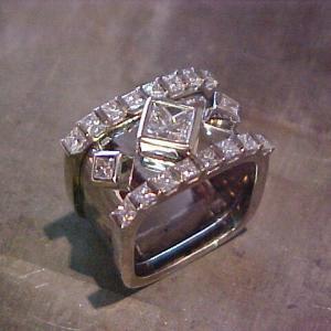 square ring with square diamond setting