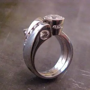 custom ring with diamonds and 14k white gold