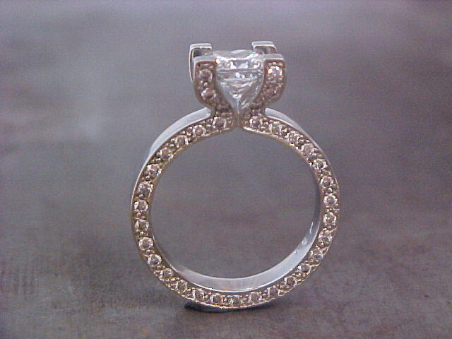 diamond 14k white gold engagement ring with custom engraving by sean ferguson
