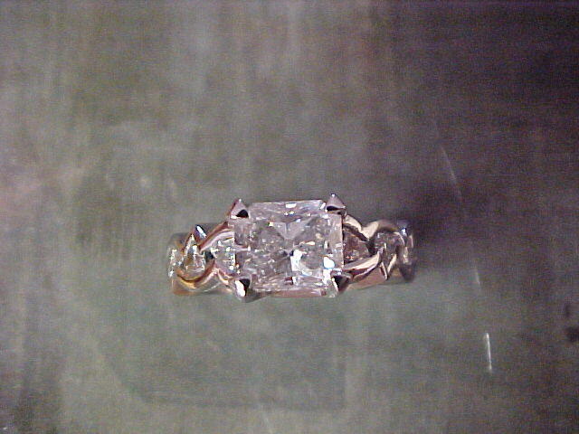 radiant cut diamond engagement ring with custom designed band by sean ferguson