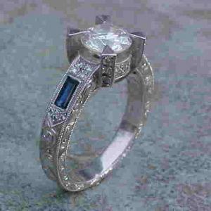 custom engagement ring with black diamonds and large center diamond