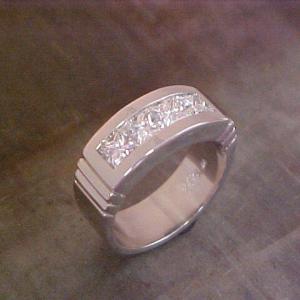 custom diamond cluster white gold wedding band