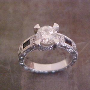 white gold engagement ring with custom engraving