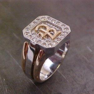 large custom ring with monogrammed engraving
