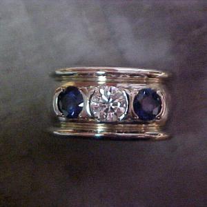 wide band with diamonds and sapphires
