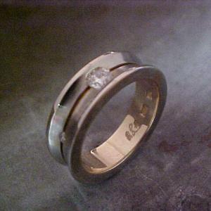 custom shape wedding ring with diamond accents