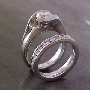 solitaire custom engagement ring and matching wedding band