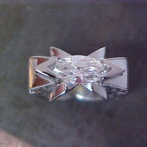 cats eye starburst white gold ring with diamonds