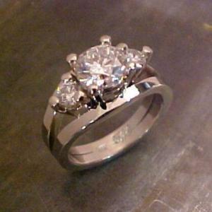 three stone custom engagement ring