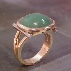 custom gold ring with large jade stone