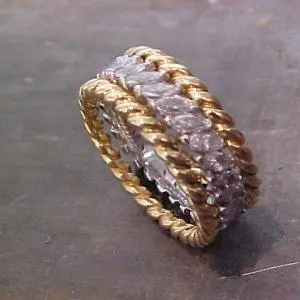gold rope ring with diamonds