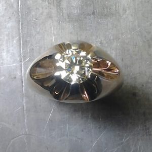 gold ring with large setting top view