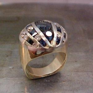 large ring with black and white diamonds