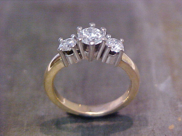 3 stone engagement ring two tone