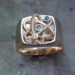 custom science and big bang theory inspired ring with birthstones