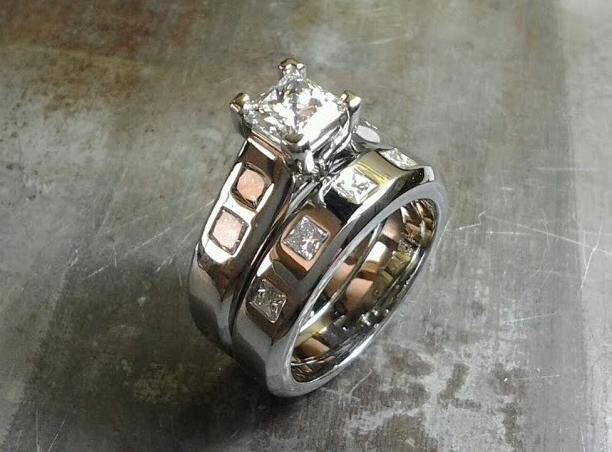 custom engagement ring and matching wedding band by sean ferguson