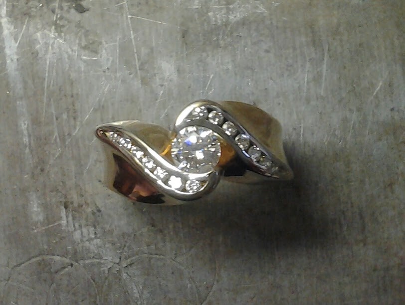channel set engagement ring top view