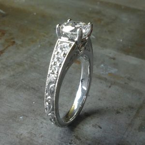 custom hand engraved engagement ring