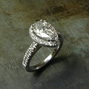 pear shape halo engagement ring