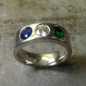 emerald sapphire diamond family ring wedding band