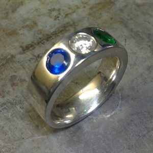 emerald sapphire diamond family ring wedding band
