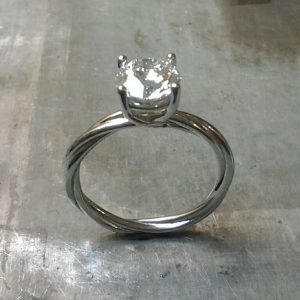 19k Custom Twist Diamond Solitaire Engagement ring