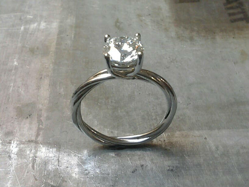 19k Custom Twist Diamond Solitaire Engagement ring