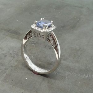 Light Blue sapphire and diamond 19k