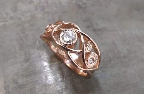 Celtic inspired gold wedding ring