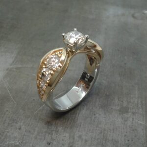 Two tone gold Diamond engagement ring