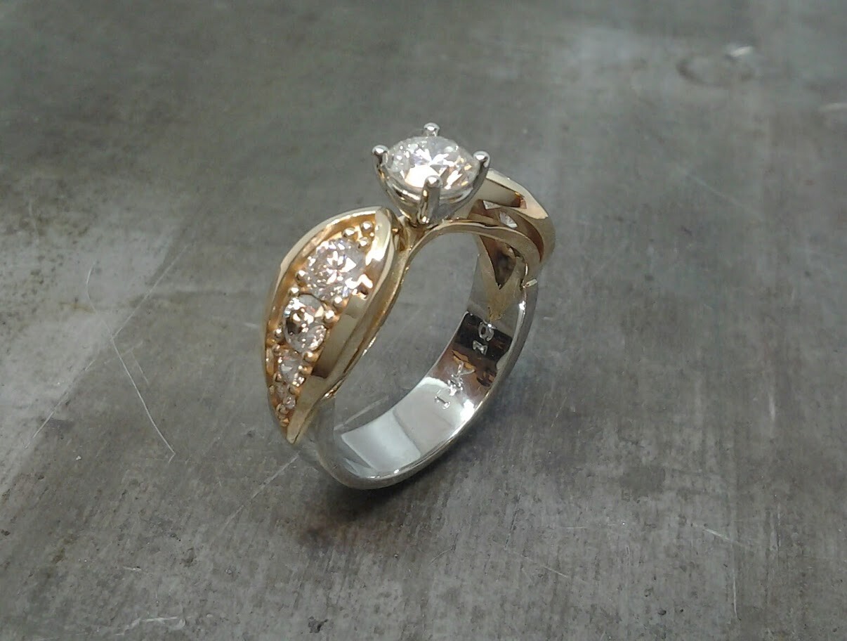 Two tone gold Diamond engagement ring