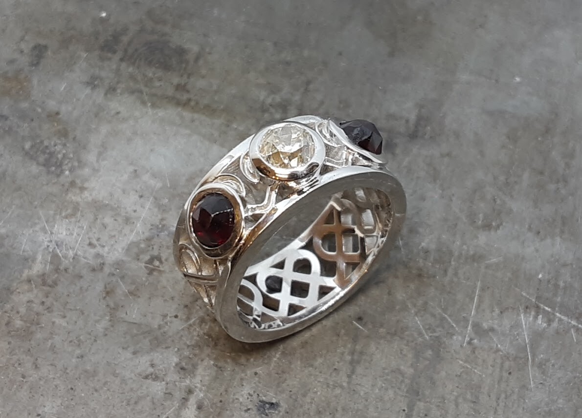 Custom celtic ring vintage diamonds