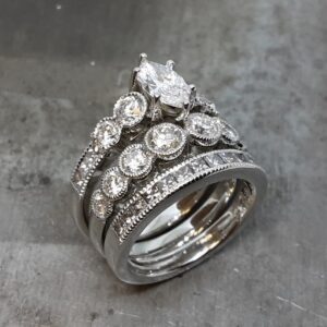 3 ring wedding set 19k diamonds