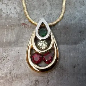 Emerald, Alexandrite, Ruby 18k 19k pendant