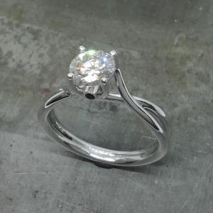 streamlined white gold diamond engagement ring