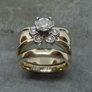 petal diamond engagement set