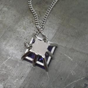 Purple princess cut platinum pendant