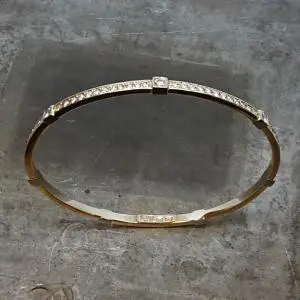 14k handmade diamond tennis bangle