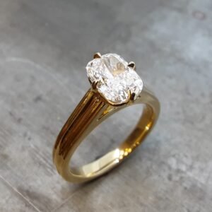 18k yellow cushion cut diamond engagement ring