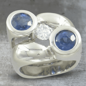 14k blue sapphire diamond ring